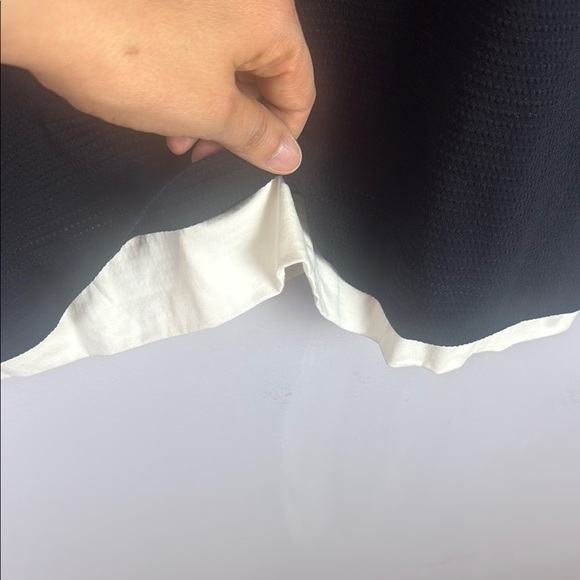 Zara Black and White Trim Mock-Neck Long Sleeve Tee Size Large - Picture 9 of 11